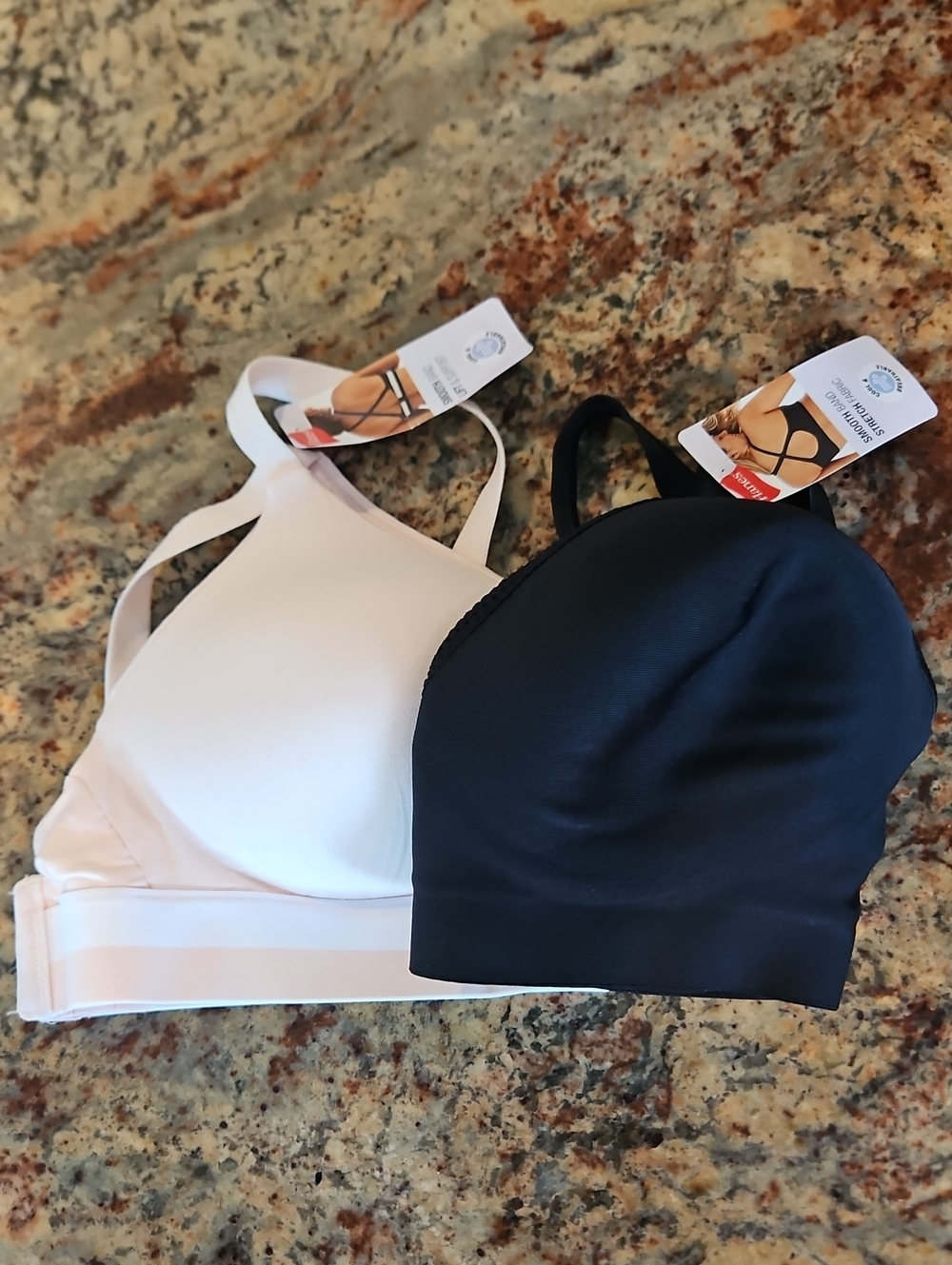 2 New Hanes Smooth Band - Stretch Fabric - Bras